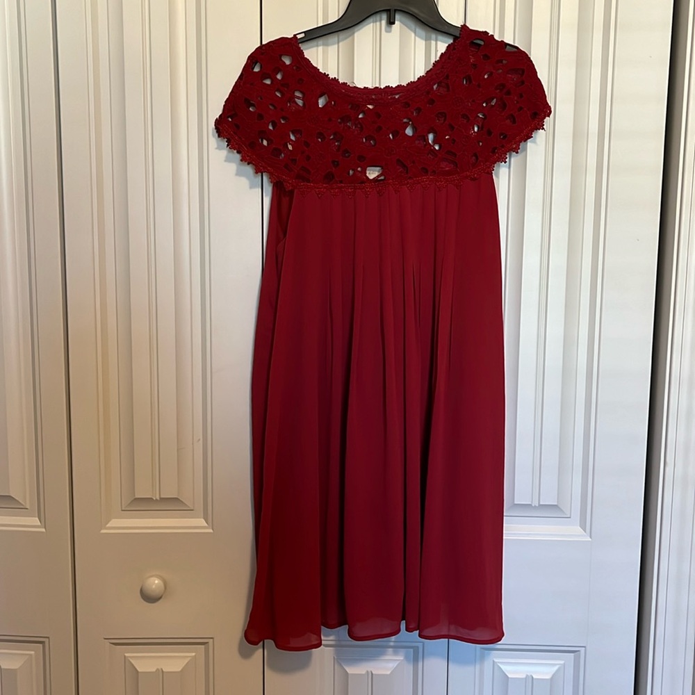 Altar’d State large maroon dress with crocheted neck/arms